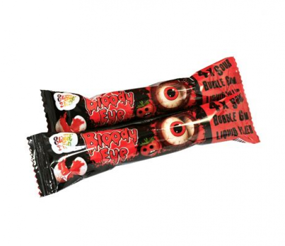 Ervaar de spanning met Bloody Eye Gum 4-pack. Elk pakje van 20 gram is ideaal om te delen. Geniet van een unieke en speelse ervaring met onze taaie, oogvormige kauwgom. Perfect voor Halloween of wanneer je wat extra pit aan je snacktijd wilt geven.