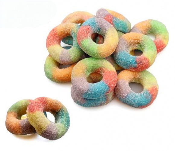 Dulce Plus Sour Rainbow Rings 200 gram, meerkleurige zure ringen zijn een heerlijke gummy gelei-snoepje gemaakt in Spanje door Dulce Plus