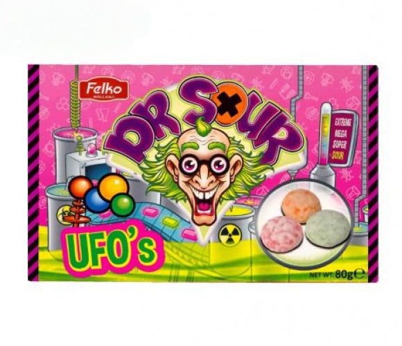 Deze buitenaardse snoepjes met een lichte zure smaak zal je smaakpapillen zeker doen prikkelen. Dr. Sour Ufo&