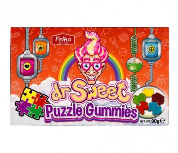 Heerlijk puzzelen met Dr. Sweet Puzzle Gummies. Deze kleine puzzelstukjes hebben een lekkere fruit smaak. 