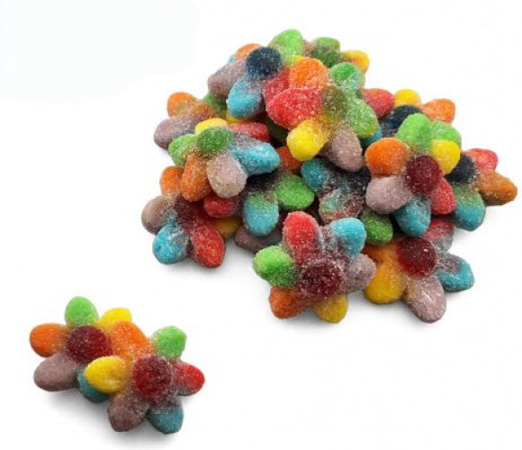 Dulce Plus Sugared Rainbow Flowers 200 gram, veelkleurige bloemen zijn een heerlijke gummy gelei-snoepje gemaakt in Spanje door Dulce Plus. 