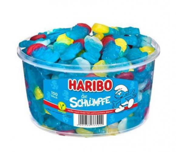 Haribo silo Schlümpfe zijn de meeste gekende snoepjes van Haribo. Ze zijn gekend van de strips, tekenfilms, deze kleine blauwe schattige figuurtjes