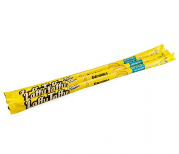 Laffy Taffy Banana staat bekend om zijn authentieke, langdurige fruitige smaken, taaie textuur en karakteristieke grapjes op elke verpakking.