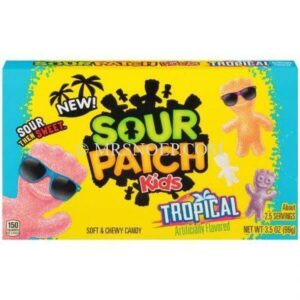 Sour Patch Tropical Box is een heerlijk zacht en taai zuur snoepje, perfect voor zowel kinderen als volwassenen!