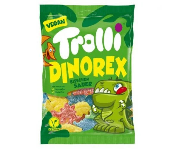 Trolli Dino Rex Vegan 200 gr. Een echte futuristische dinosaurusplezier. Zure dino&